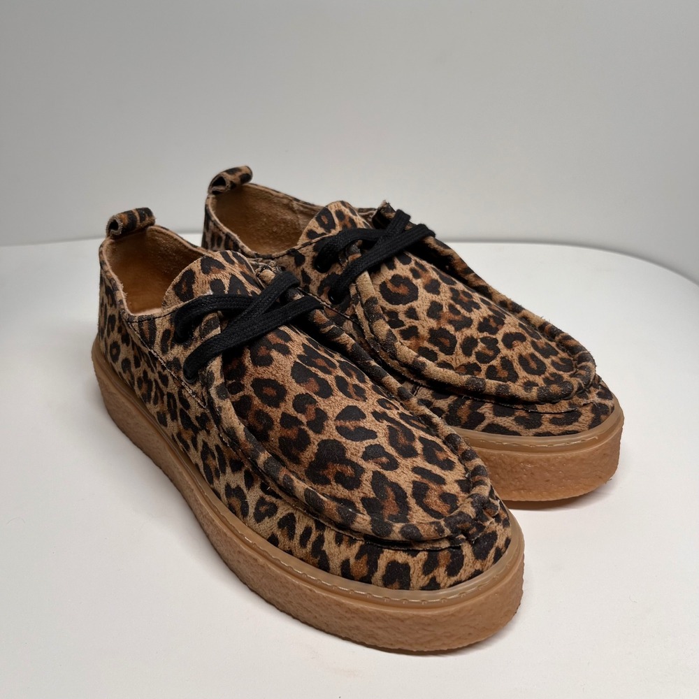 MYRA Haddy Leopard Print Genuine‎ Leather Platform Shoes Women Size 7